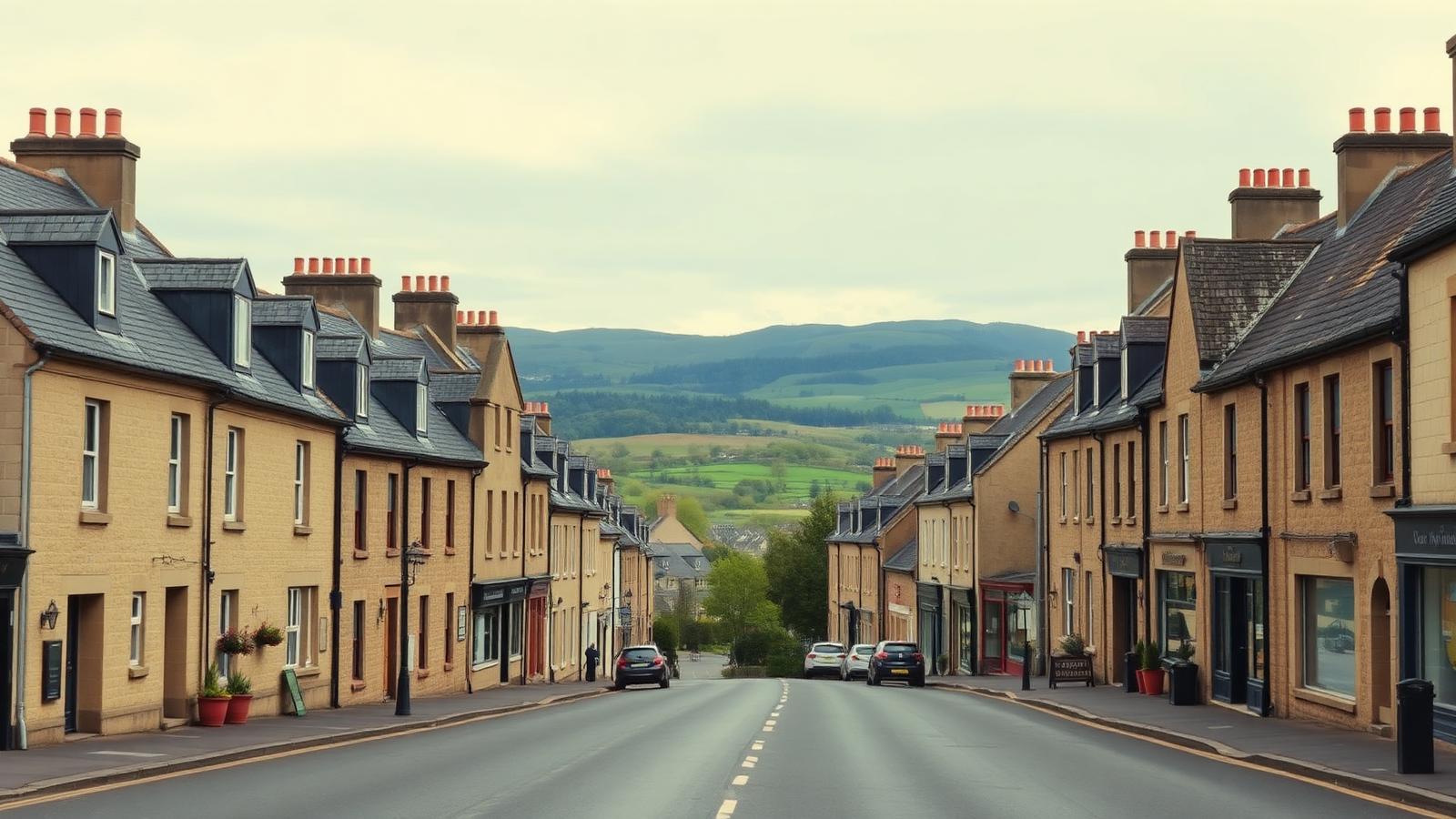 Quiet Forfar high street with traditional Angus sandstone buildings and slate pitched roofs — Rossi Roofing service area
